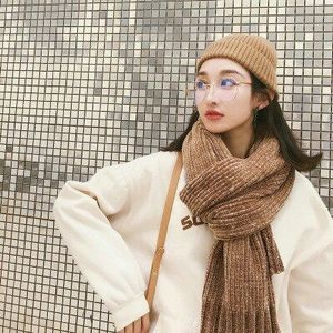 Mingjiebihuo Herfst en winter aankomst effen kwastje sjaal warm mode outdoor dikke leuke lange shawl