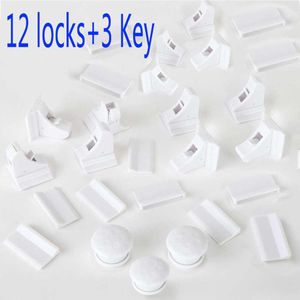 12 + 3 stuks Baby Veiligheid Sloten Kind Bescherming Magnetische Lock Lade Klink Limiter Kast Lock Deurstopper Baby Veiligheid sloten