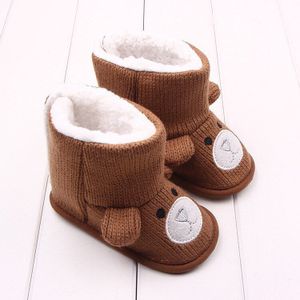 Kids 'Winter Baby Schoenen Laarzen Voor Meisjes Leuke Cartoon Beer Gebreide Warm Booties Schoenen Voor Peuters Zuigeling Sneeuwschoenen Meisje Laarzen