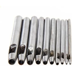 10 Pcs Rvs Lederen Puncher Gat Craft Kit Set Hollow Puncher Riem Boren Lederen Craft Tool