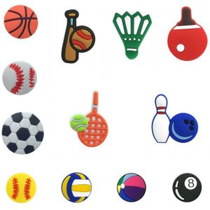 50 Stks/partij Bal Sport Pvc Shoe Charms Accessoires Fit Voor Schoenen Armbanden Voor Klompen Schoen Gesp Ormaments Relatiegeschenken