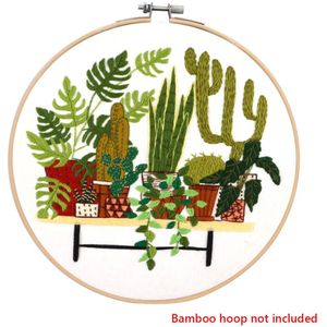Botanische Tuin Handwerk Planten Patroon Borduren Diy Starter Kit Lint Threads Gereedschap Gedrukt Naaien Craft Kruissteek Thuis