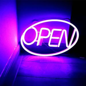 42*26.8Cm Open Neon Sign Ultra Heldere Open Letters Neon Led Lamp Restaurant Bar Home Decor Usb/batterij Aangedreven Licht 7 Kleur