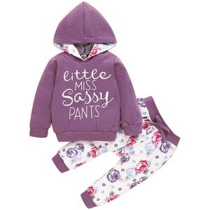 Peuter Baby Meisjes Lange Mouwen Brief Print Hoodie Top + Bloemen Broek Outfits Volledige Mouw Peuter Meisje Vallen Kleren Trui #55