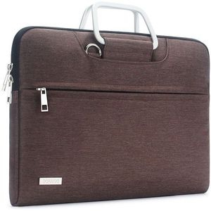Waterbestendig 13 14 15.6 17.3 Inch Laptop Tas Met Aluminium Handvat Schouderriem Sleeve Carry Case Bruin Grijs