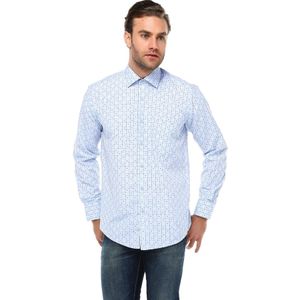 Blauw Lange Mouwen Mannen Shirt Dot Plaid Button Down Shirt Mannen Regular Fit Spread Kraag Gemaakt In turkije Varetta
