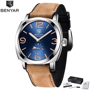 Benyar Top 00388 Luxe Heren Automatische Mechanische Horloge 50M Waterdichte Lichtgevende Horloge Mannen Sport Horloge Relogio Masculino