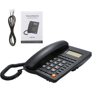 Desktop Corded Telephone Landline Telephone with Caller Identification LCD Screen Adjustable Brightness Black(US Telephone Line)