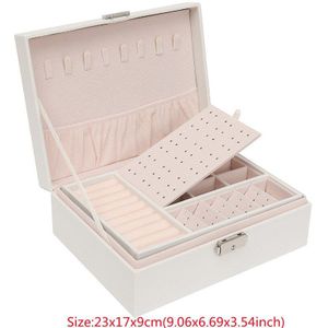 Pu Lederen Sieraden Opbergdoos Double-Layer Fluwelen Oorbel Ring Verpakking Ketting Display Sieraden Kistje Accessoires Benodigdheden