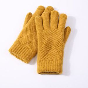 Vrouwelijke Winter Warme Gebreide Volledige Vinger Handschoenen Mannen Effen Wollen Touch Screen Mittens Vrouwen Dikke Warm Fietsen Rijden Handschoenen H46