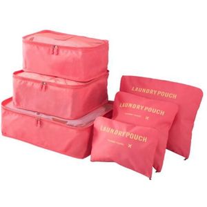 IUX 6 stks/set Mannen en Vrouwen Bagage Reistassen Verpakking Cubes Organizer Mode Dubbele Rits Waterdicht Polyester Zak