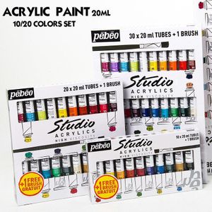 Professionele 20 Ml Pebeo Acrylverf Set Kleur Schilderkunst Verf Voor Stof Nail Kleding Hout Tekening Voor Kunstenaar Art levert