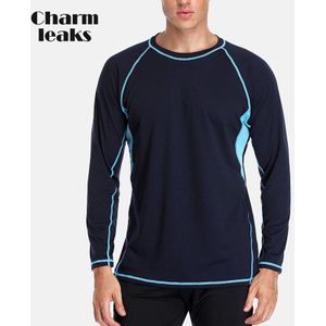 Charmleaks Mannen Rashguard Running Shirt Loose Fit Dry-fit Lange Mouw Shirts Man Rash Guard Top UPF 50 + ademend Beach Wear