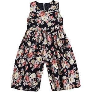 Zomer Peuter Kids Baby Meisje Kleding Stijlvolle Mouwloze O-hals Bloemen Jumpsuit Romper Losse Wijde Pijpen Overalls Outfit