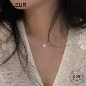 Louleur 925 Sterling Zilver Zirkoon Ketting Shining Vierkante Diamanten Choker Ketting Voor Party Vrouwelijke Elegante Mode Sieraden