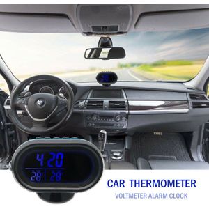 Auto Lcd Digitale Thermometer Voltmeter Monitor Wekker Auto Stekker 12V