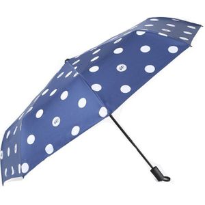 Stip Zwarte Coating Zonnescherm Uv Bescherming Drie Vouwen Regenachtige En Zonnige Tweeërlei Gebruik Vrouwen Winddicht Sterke Paraplu