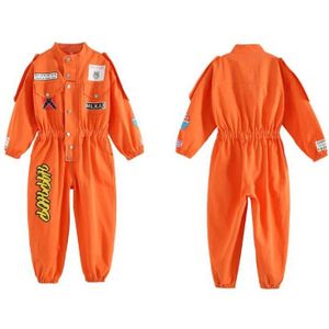 Kids Cool Korte Mouwen Hip Hop Kleding Orange Jumpsuit Overalls Voor Meisjes Jongens Jazz Dans Kostuum Ballroom Dansen Kleding