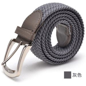 WJb293 Mannen Effen Kleur Geweven Canvas Riem Unisex Pin Gesp Elastische Stretch Riem