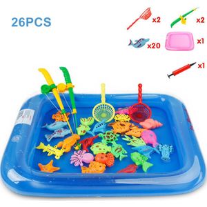 26Pcs Kinderen Vissen Speelgoed Magnetische Vissen Ouder-kind Interactief Speelgoed Kids Hengel Netto 3D Vis Set Opblaasbare water Zwembad