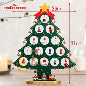 Kerstboom DIY Houten Kerstpakketten Mini Festival Party Nieuwjaar Deur Muur Opknoping Home Decoratie Ornamenten