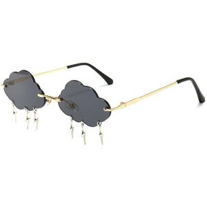 Vrouwen Mode Wolken Randloze Zonnebril Vintage Steampunk Zonnebril Frameloze Punk Bril Shades Street Style Oculos