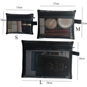 1 Stuks Make-Up Tas Vrouwen Kleine Grote Mesh Transparante Cosmetische Bag Organizer Voor Cosmetica Zwart Opslag Potlood Gevallen Neceser Pouch