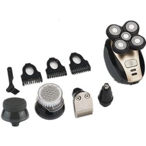 5in1 Mannen Grooming Set Elektrische Scheerapparaat Nat Droog Scheerapparaat Oplaadbare Bald Head Scheren Machine Hals Gezicht Borstel Draaien