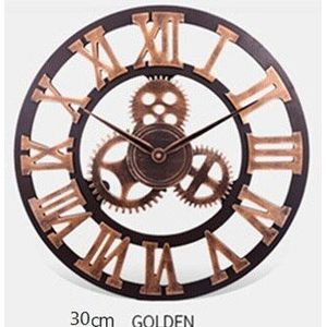 Gear Retro Wandklok Grote 3D Romeinse Cijfer Geruisloze Nordic Giant Houten Vintage Klokken Horloge Woonkamer Bar Home Decor art