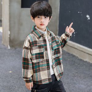Herfst &amp; Winter Kinderen Katoenen Shirt Voor Tiener Jongens Plaid Shirts Jassen Kinderen Casual School Koreaanse Tops Kleding