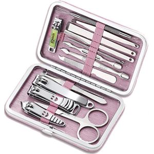 Roze 15Pcs Manicure Set Professionele Nagelknipper Kit Utility Pedicure Tweezer Nagels Art Beauty Tools Nagelknipper