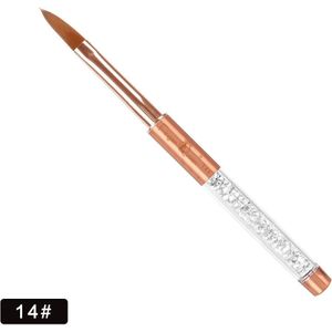 1Pcs Acryl Borstel Kristal Handvat Nail Brush Glod Nail Brush Marterhaar Tekening Uv Gel Pen Nail Art Diamant kristal Pen