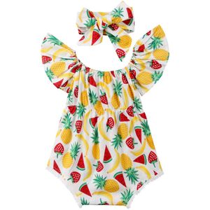 Ananas aardbei Pasgeboren Baby Baby Meisjes Romper Jumpsuit Hoofdband Kleding Outfits baby kleding