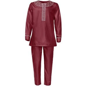Md Afrikaanse Mannen Kleding Dashiki Borduren Shirt Broek 2 Stuks Set Musulman Ensembles Bazin Riche Ankara Outfit PH8086
