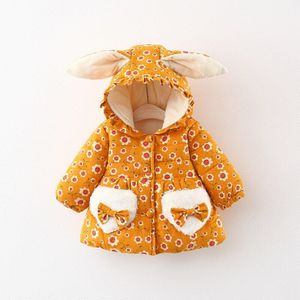 Herfst/Winter Stijl Plus Fluwelen Gewatteerde Katoen Gewatteerde Jas Meisjes Gedrukt Katoen Gewatteerde Jas Baby Hooded katoen Gevoerde Jacke