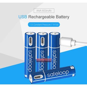 1.5V AAA Oplaadbare Batterij 600mAh USB Oplaadbare Lithium Polymeer Batterij Quick Opladen door Micro Usb-kabel