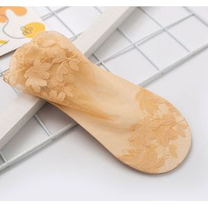Vrouwen Bladeren Kant Onzichtbare Sokken Dunne Dames Kant Boot Sokken Holle Anti-Slip Ondiepe Sokken Vrouwen