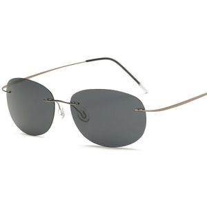 Titanium Gepolariseerde Vissen Zonnebril Ronde Randloze Polaroid Gafas Mannen Oval Zonnebril Zonnebril Mannen WomenUV400