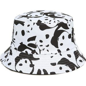 Koe Omkeerbaar Zwart Wit Koe Panda Zebra Patroon Emmer Hoeden Visser Caps Voor Vrouwen Zomer Dubbele Side Hat