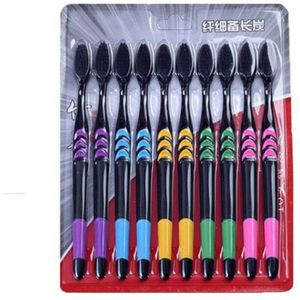 10 Stuks Bamboe Tandenborstel Soft Tandenborstel Houtskool Volwassenen Tandenborstels