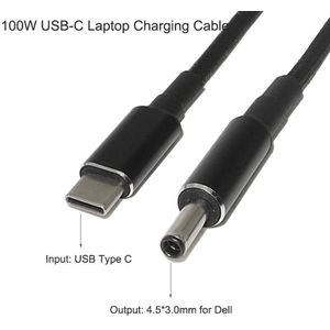 1.8M 100W Usb Type C Pd Snel Opladen Kabel Voor Dell Xps 11 12 13 Usb C Tot 4.5*3.0Mm Laptop Dc Power Adapter Converter Kabel