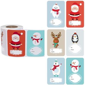 250Pcs/Roll 6 Ontwerpen Lijm Kerstcadeau Naam Tags Xmas Stickers Aanwezig Seal Labels Kerst Decals Pakket decor