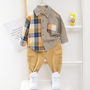 Baby Peuter Baby Kleding Voor Meisjes Jongens Patchwork Shirt Set Katoen Lange Mouw 1-5 Jaar Lente Herfst Kids kleding