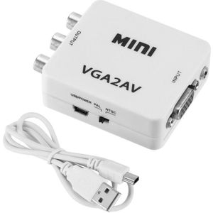 Mini Rca Naar Vga Converter AV2VGA VGA2AV Conversor Met 3.5Mm Audio Rca Naar Vga Video Converter Voor Pc tv Hd Computer Naar Tv