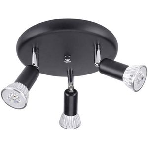 [Dbf] 3 Verlichting Zilver/Zwart Led Plafondlamp Met Draaibare Lichte Vlekken GU10 Plafond Spot Plafondverlichting voor Keuken Woonkamer