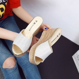 Vrouwen Sandalen Sequin Slippers Wiggen Super Hoge Hak Schoenen Mode Casual Vrouwelijke Antislip Casual Zomer Zachte Strand Slippers 50 #