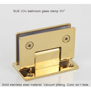 Goud kleur SUS 304 grade douche glazen klemmen 90 graden, badkamer accessoires glas clip hardware