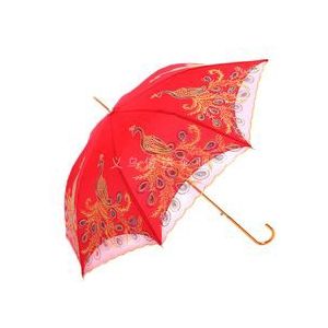 Mode Rode Bruiloft Paraplu Houten Handvat Bruid Paraplu Parasol Katoen Strand Paraplu Bruiloft Guarda Chuva De Renda