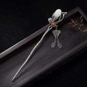 925 Sterling Zilver Vintage Magnolia Bloem Vlinder Pin Chinese Stijl Haar Stok Voor Vrouwen Metalen Haarspeld Sieraden Accessoires