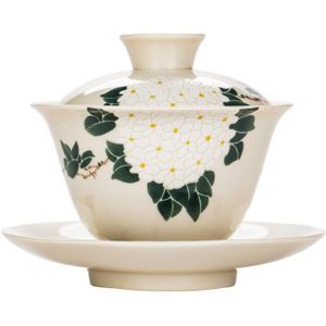 Keramische Plantaardige As Handgemaakte Terrine Keramische Kung Fu Thee Set Kom Sopera De Ceramica Gaiwan Chrysant Thee Cadeau Voor Vriendje